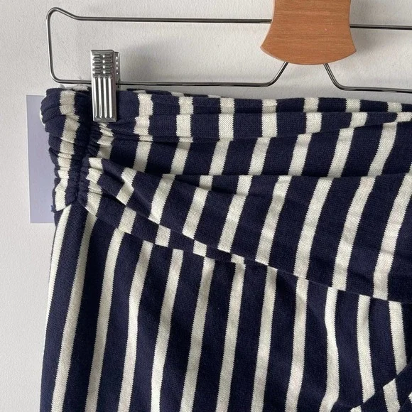 Koch Skirt Womens Medium Blue White Striped Draped Summer Boho Retro Wyeth